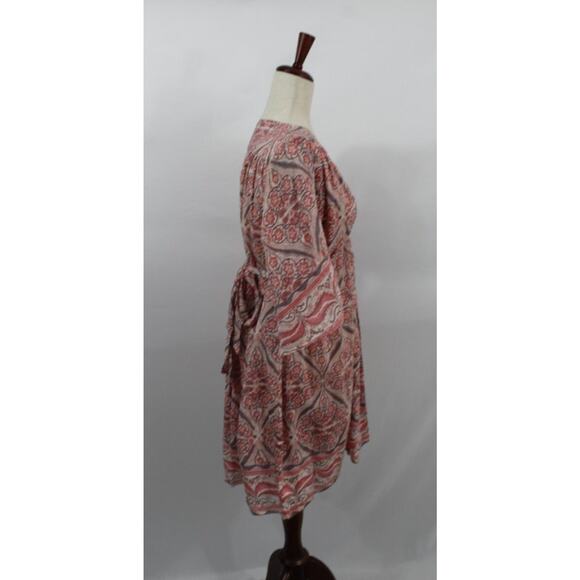 BELL by ALICIA BELL Sz S Small Pink Floral Kimono Style Dress Cotton Silk - Picture 4 of 9